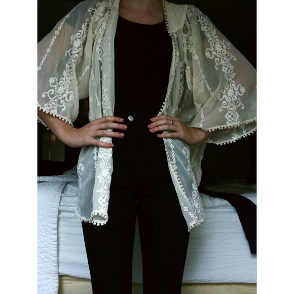 Urban Outfitters Sheer/Lace Mini Kimono