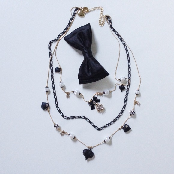 Betsey Johnson Jewelry - REDUCED Betsey Johnson Black Bow Layered Necklace