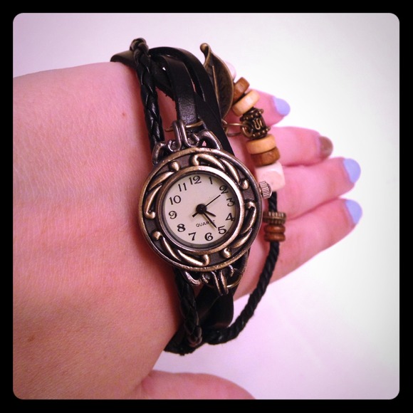 Black and brown little braided watch
