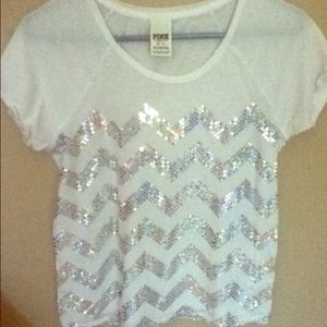 Sparkled sequin chefferon styled T-shirt
