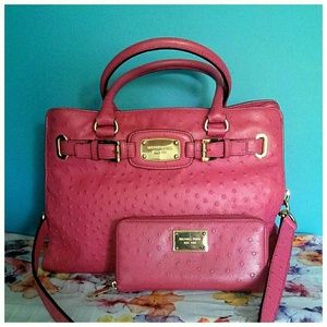 Michael Kors Ostrich Hamilton & Matching Wallet