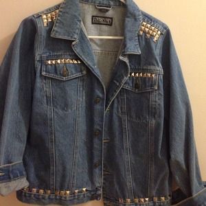 Vintage Lands End Studded Denim Jacket