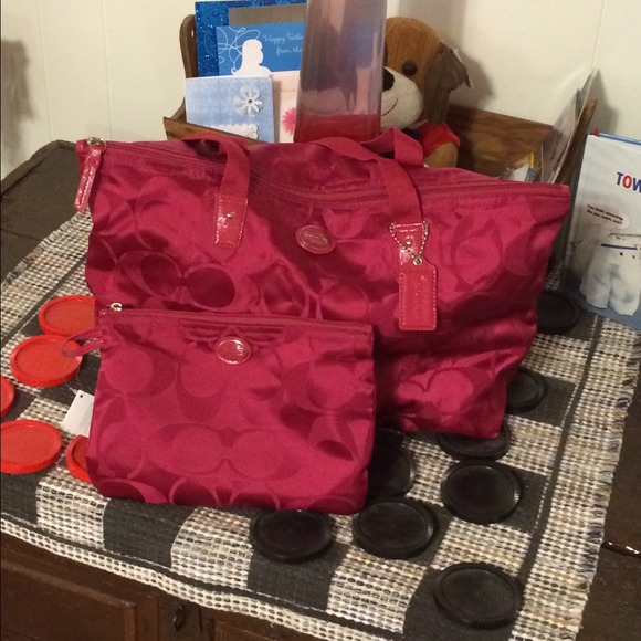 Pink coach weekend bag