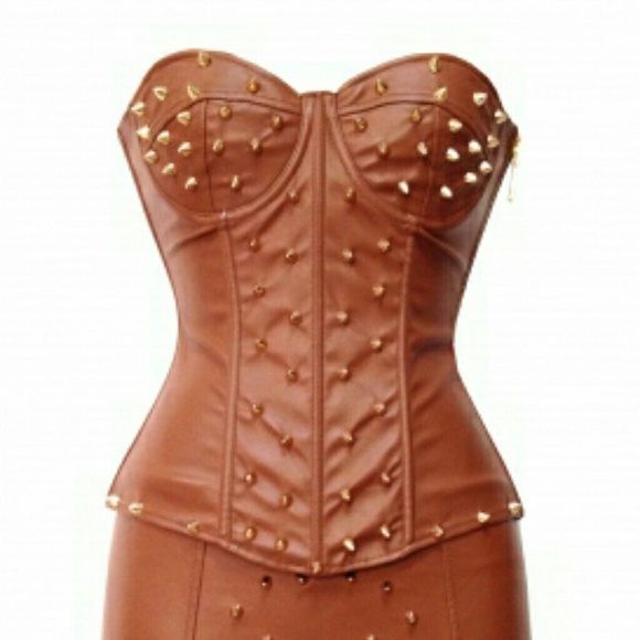 Skirt and corset studded top