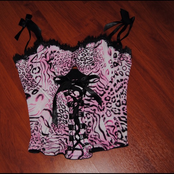 Girly pink and black corset
