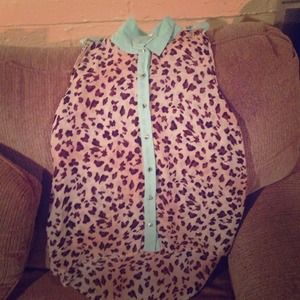 EM Seafoam Green & Cheetah Dressy Shirt