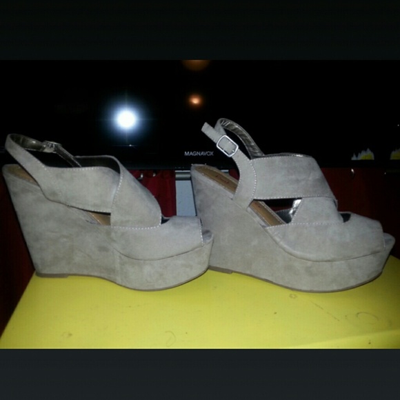 Tan Suede Wedge Heels