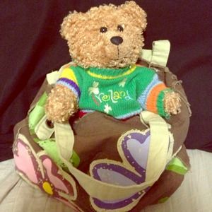 Cute bag and adorable teddy bear from Ireland
