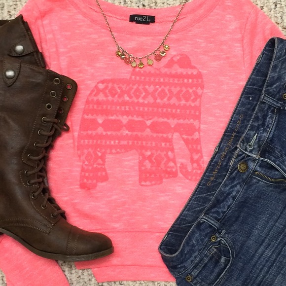 Rue 21 Tribal Elephant Crop Top Sweater