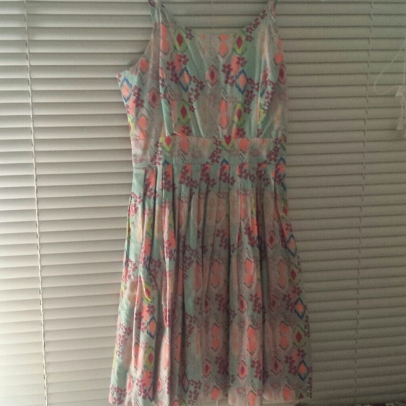 AZTEC PRINTED PLEATED MINI CIRCLE SKATER DRESS