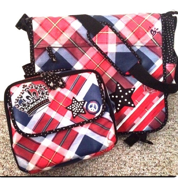 Patterned justice backpack / messenger for girls