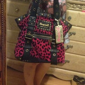 Hot pink leopard Betsy Johnson bag