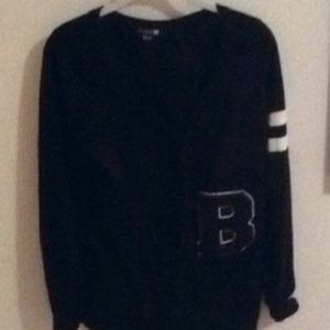 ✨Black Button Up Varsity Cardigan From Forever21