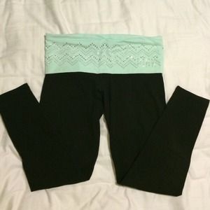 VICTORIAS SECRET SPARKLE mint Yoga pants