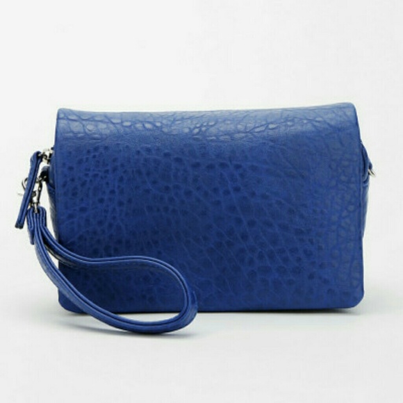 Blue Deena Ozzy Pebbled Metaledge Crossbody Bag
