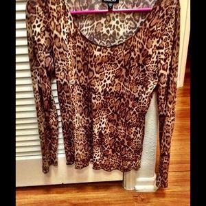BEBE leopard long sleeve top