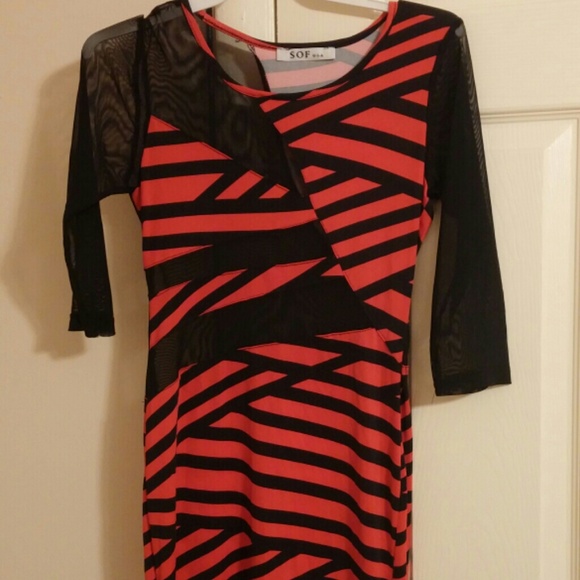 Red and black bodycon Dress