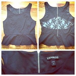 🚫SOLD🚫Black Express peplum top with lace detail