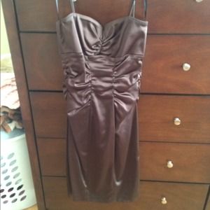 **reduced** Spaghettini strap brown short dress