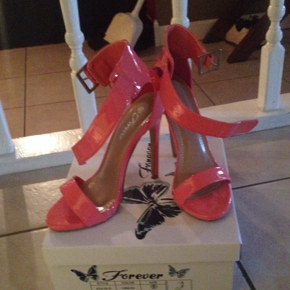 Coral strappy heels