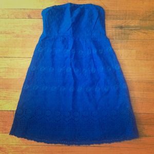 NWT Strapless Cobalt Blue Eyelet Dress