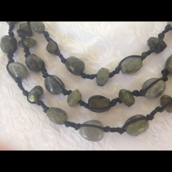 Triple Strand Wrapped Labradorite Nesting Necklace - Picture 2 of 3