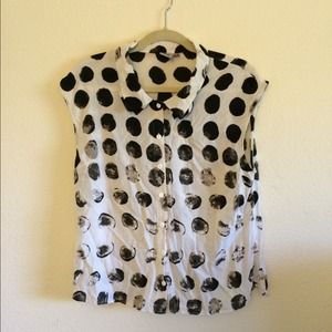 Watercolor Polka Dot Button Up Tank