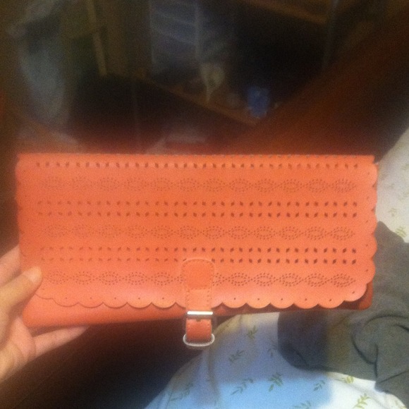 Coral pink clutch