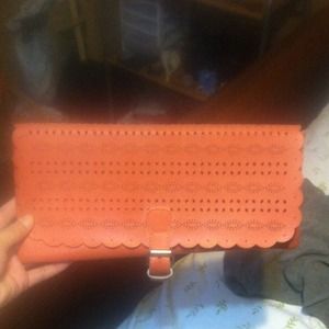 Coral pink clutch