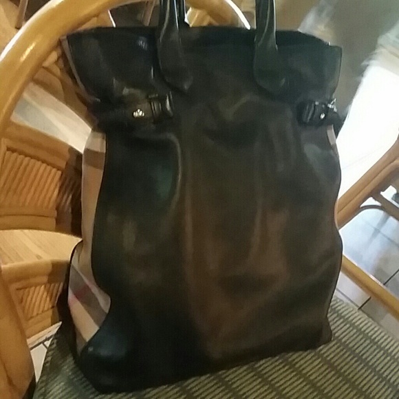 SOLD ..Burberry detail leather handbag and wallet