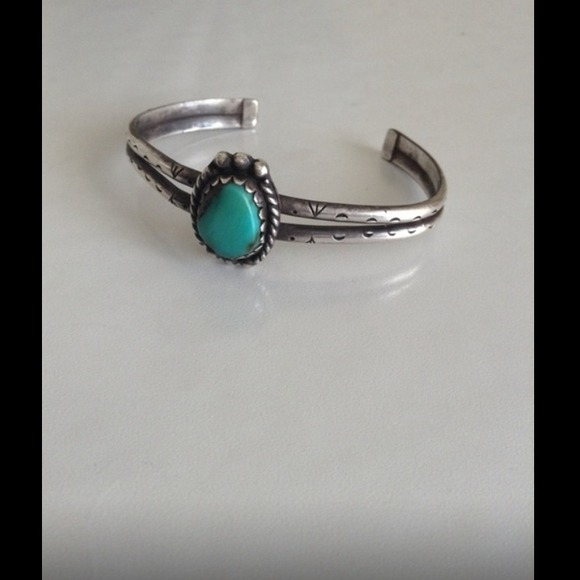 Silver and turquoise navajo cuff bracelet SOLD