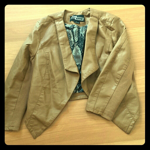 Faux leather crop jacket