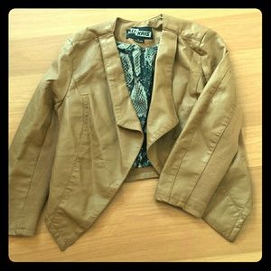 Faux leather crop jacket