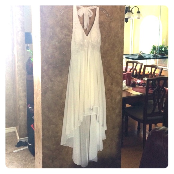 Beach Wedding? Hi-Lo White Lace/Sheer Dress