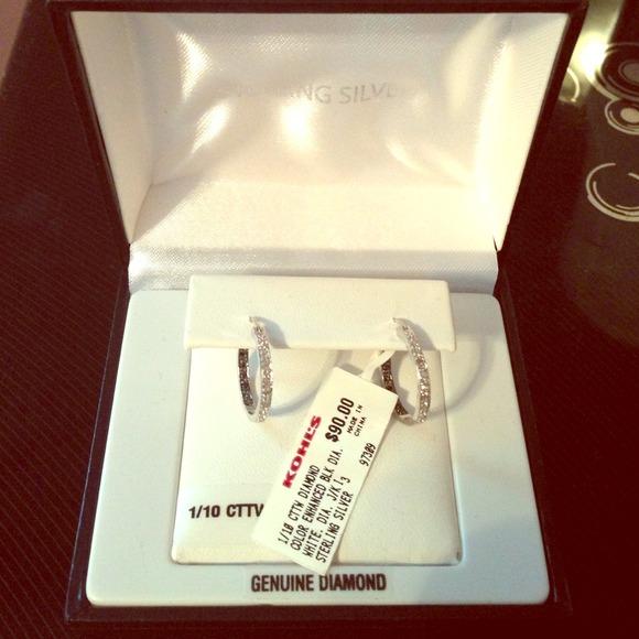 Genuine Diamond Hoop Earrings