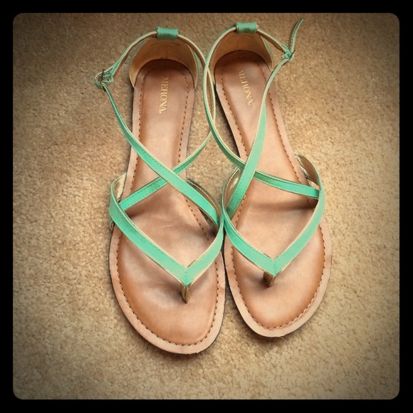 Teal and silver sandals
