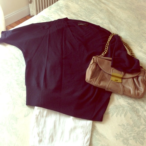 NWOT Club Monaco Navy Wool Dolman Sleeve Sweater