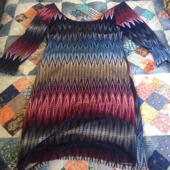 Low back, chevron print dress. Only worn once