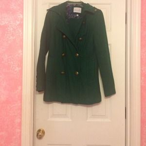 Hunter green Pea coat from delias