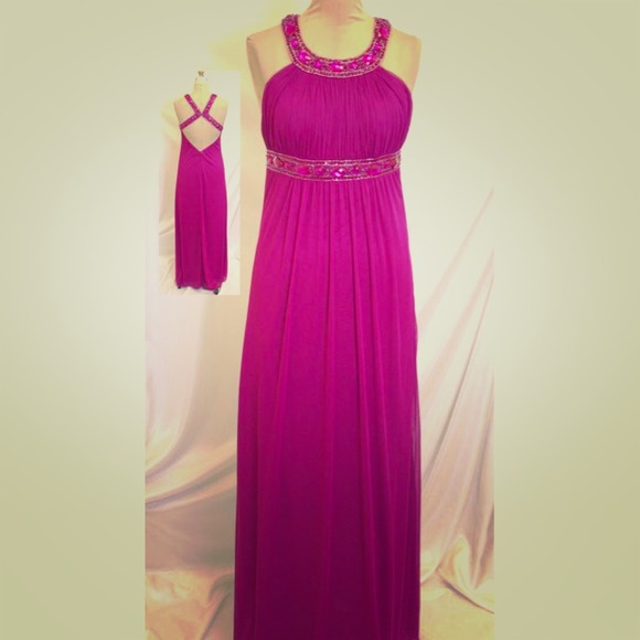 Open Back Navy Blue Formal Gown