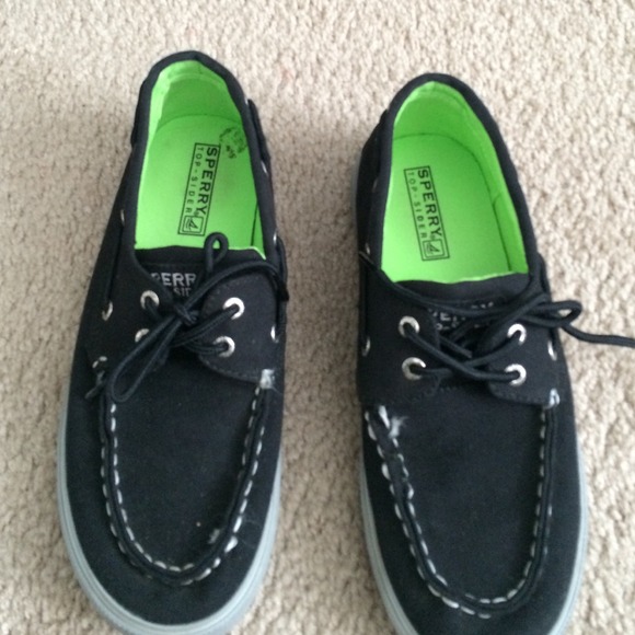 Black sperry's. Worn once !
