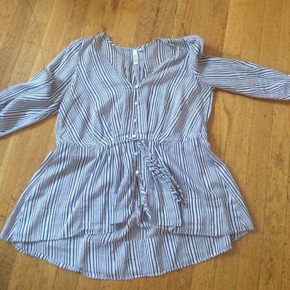 Blue and white striped blouse