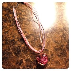 Pink flower necklace