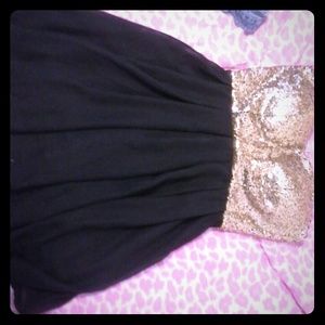 Gold sequin flow dress