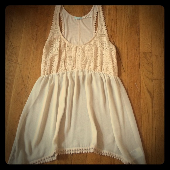 Lace tank with sheer bottom