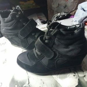Black sneaker wedges