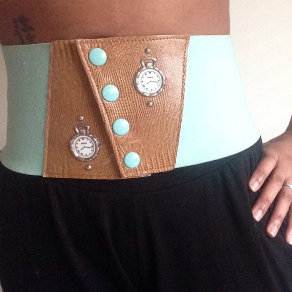 Vintage Sea Green and Brown Paris Wide Belt