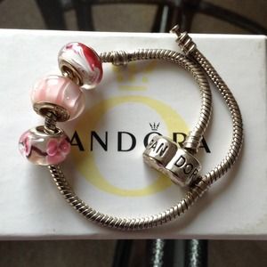 Pandora Bracelet, 1 Pandora Bead, 2 Silver Beads