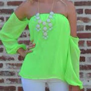 Green neon off the shoulder shirt