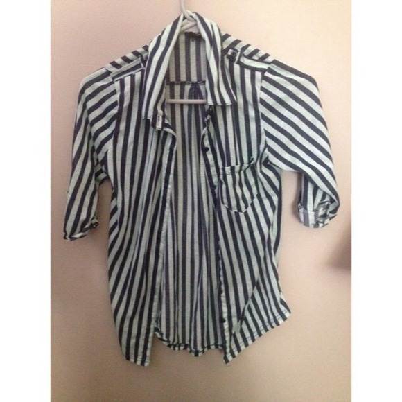 Mint Striped Button Up - Picture 1 of 1